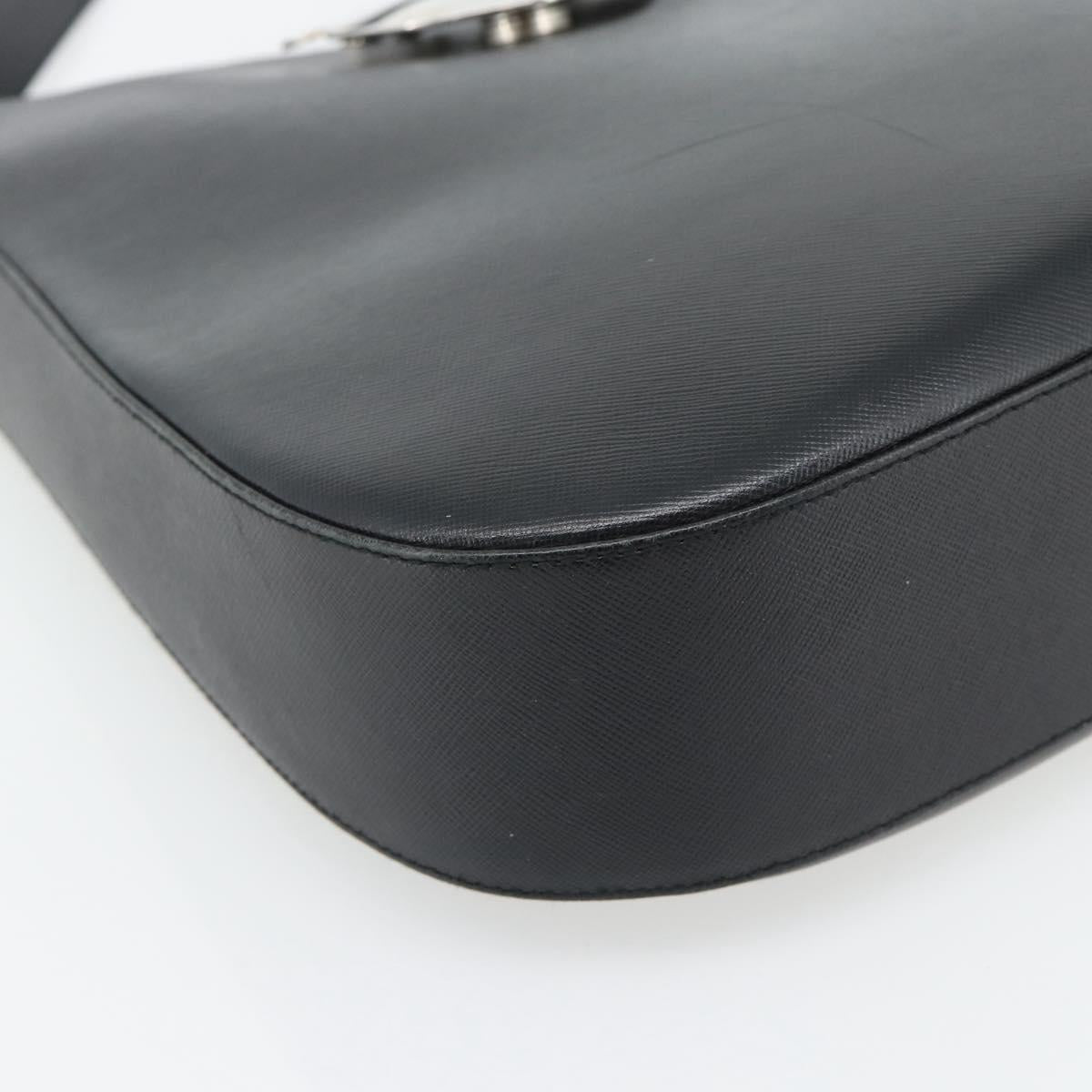 Salvatore Ferragamo Gancini Shoulder Bag Leather Black Silver Auth bs35252