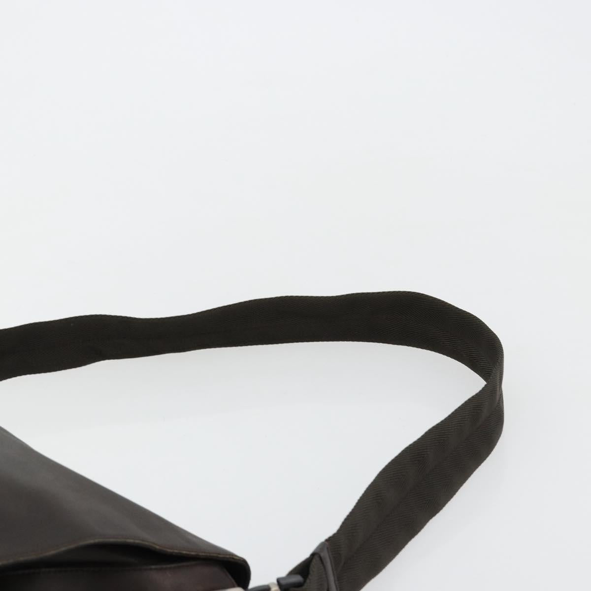 PRADA Shoulder Bag Leather Brown Silver Auth bs35255