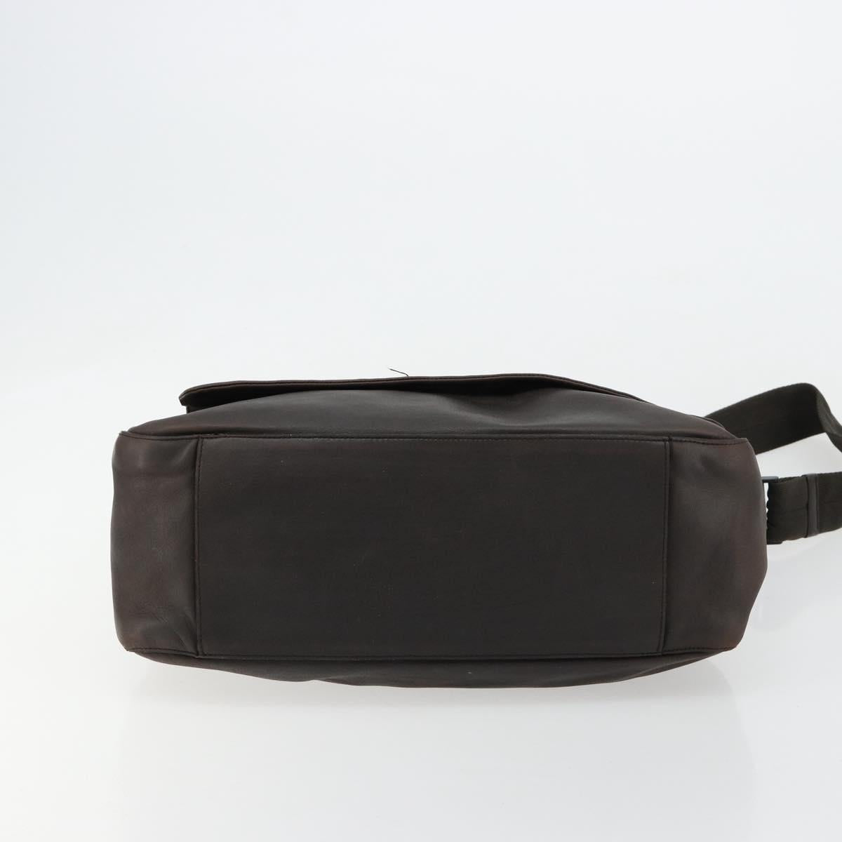 PRADA Shoulder Bag Leather Brown Silver Auth bs35255