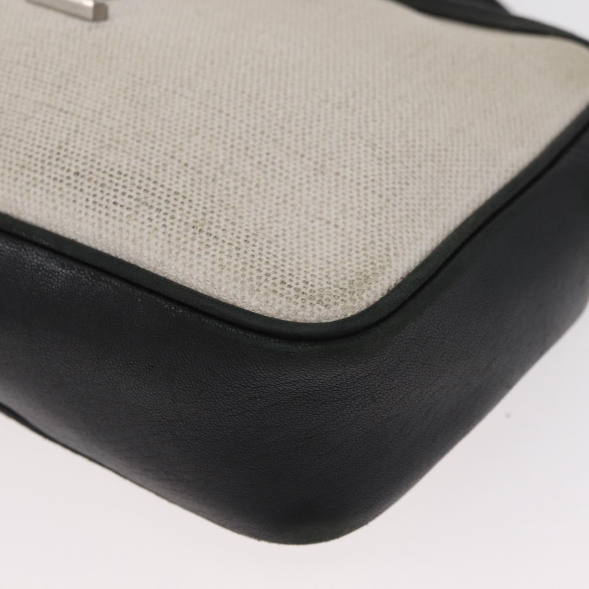 SAINT LAURENT Shoulder Bag Coated Canvas Silver Beige Auth bs35257