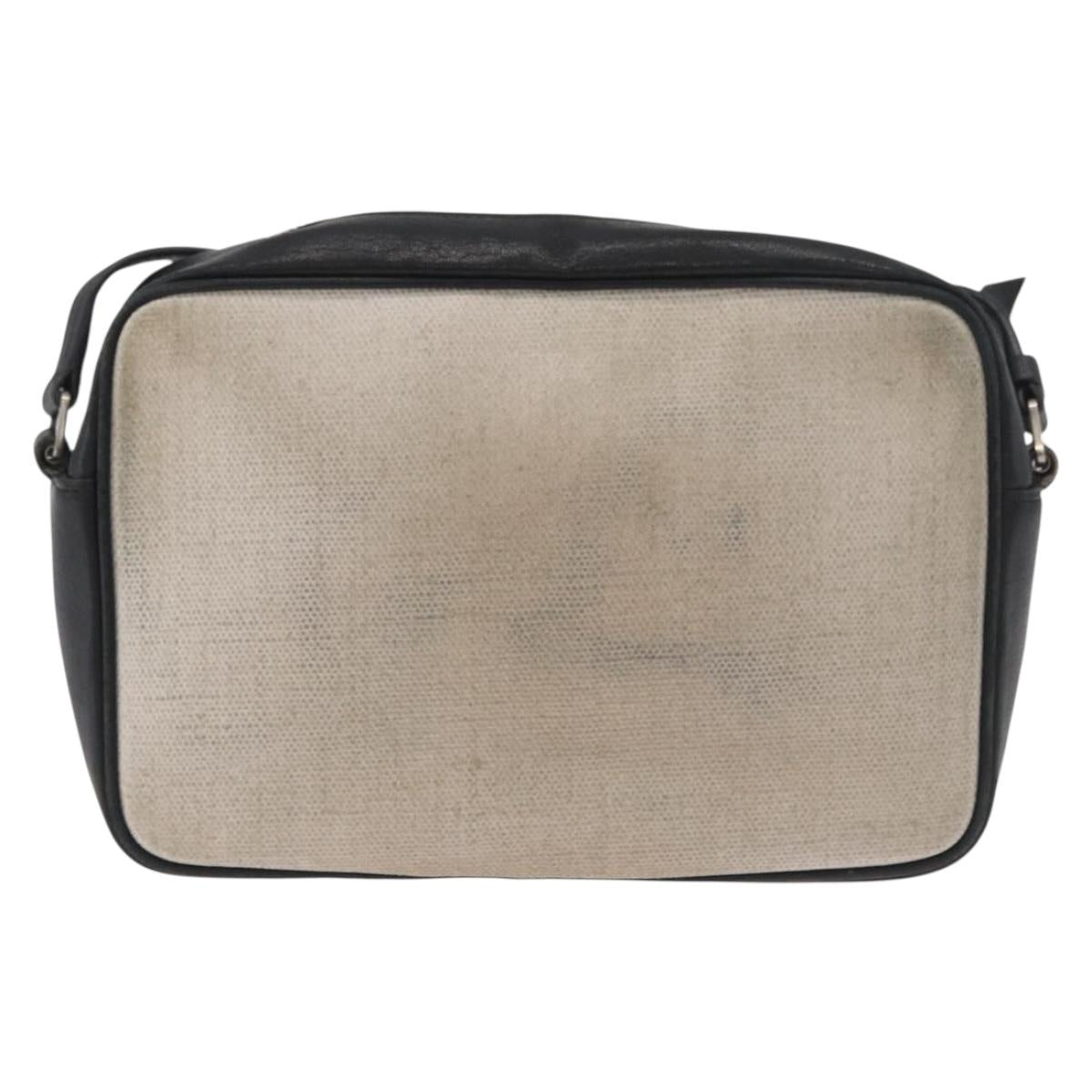 SAINT LAURENT Shoulder Bag Coated Canvas Silver Beige Auth bs35257