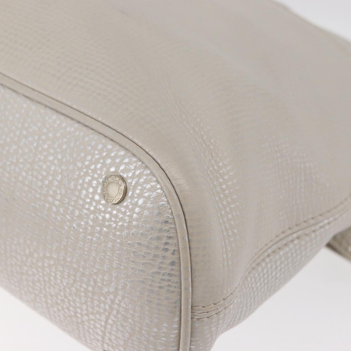 BVLGARI Hand Bag Leather 2way Silver Auth bs35260A