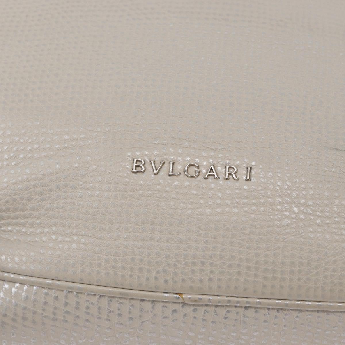 BVLGARI Hand Bag Leather 2way Silver Auth bs35260A