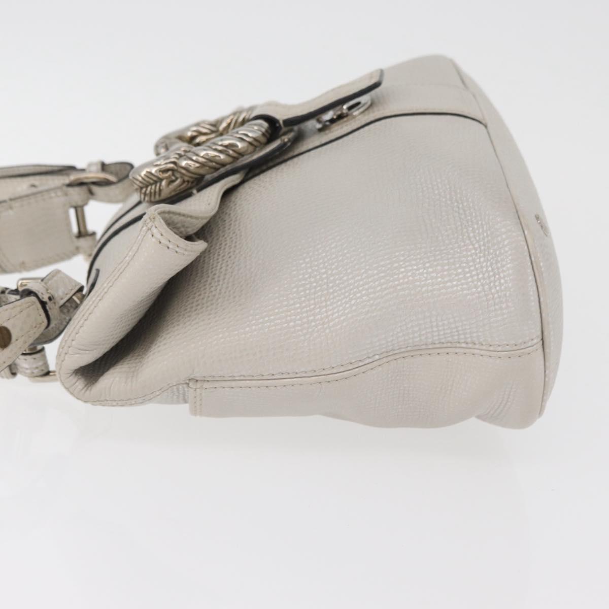 BVLGARI Hand Bag Leather 2way Silver Auth bs35260A
