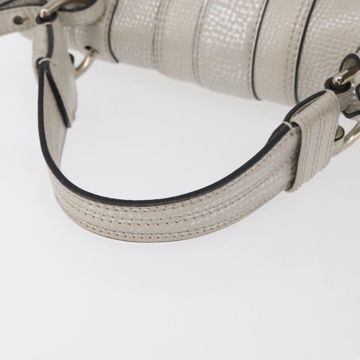 BVLGARI Hand Bag Leather 2way Silver Auth bs35260A