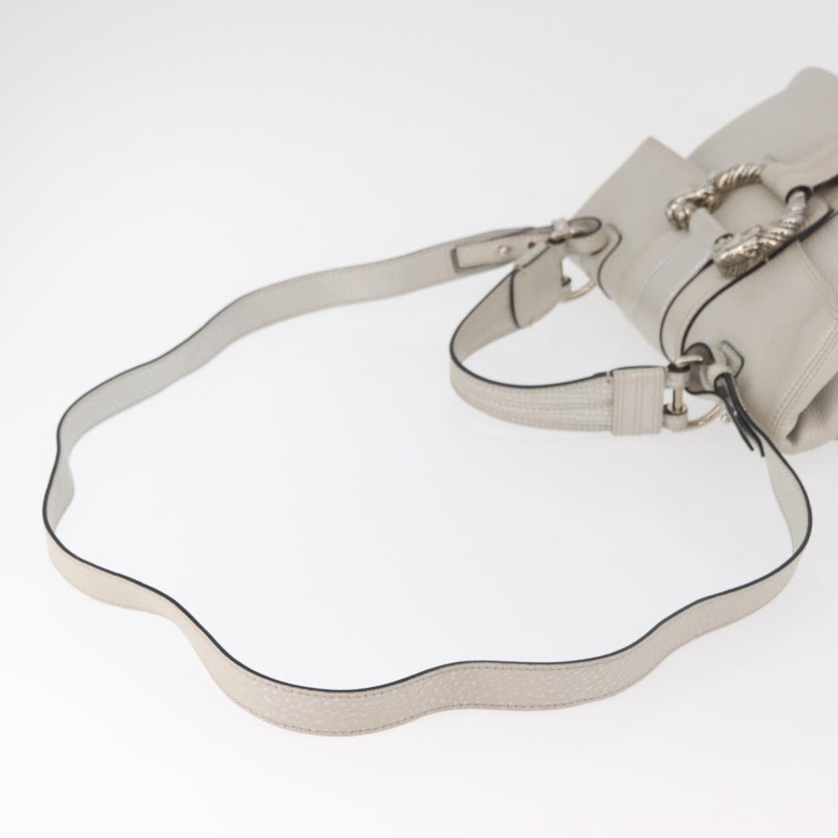 BVLGARI Hand Bag Leather 2way Silver Auth bs35260A