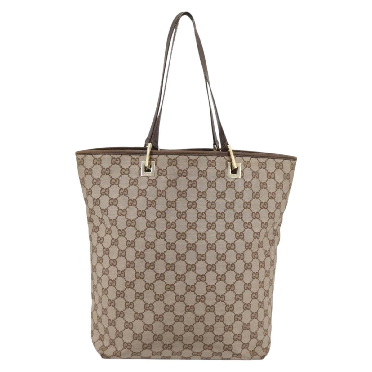 GUCCI GG Canvas Tote Bag Beige Gold 002 1098 1705 Auth bs35275