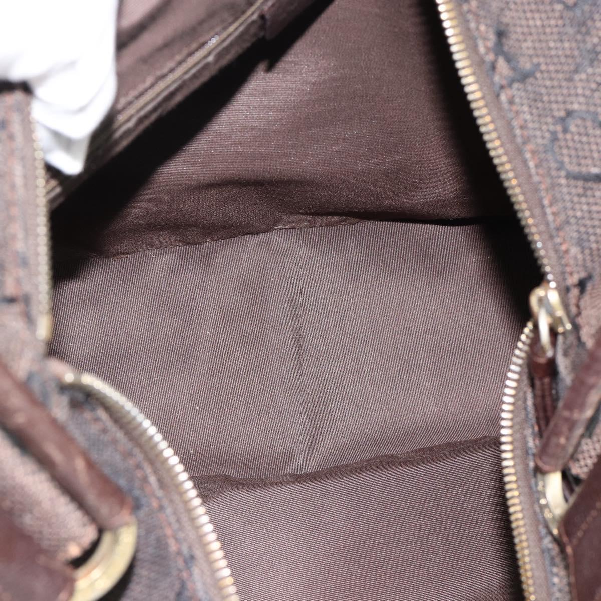 BVLGARI Logo Mania Shoulder Bag Canvas Brown Gold Auth bs35281