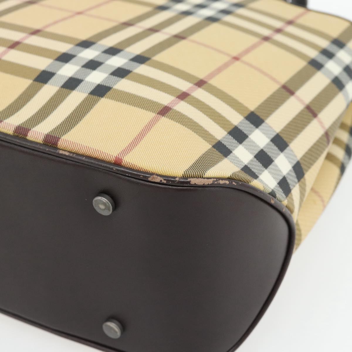 BURBERRY Nova Check Hand Bag PVC Beige Auth bs35282