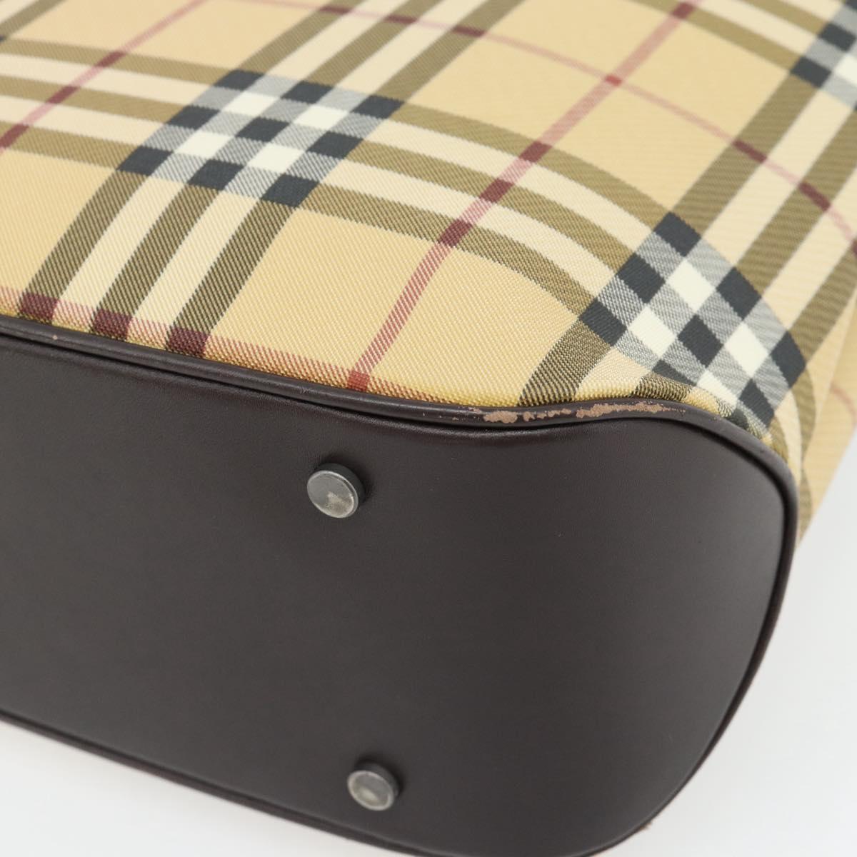 BURBERRY Nova Check Hand Bag PVC Beige Auth bs35282