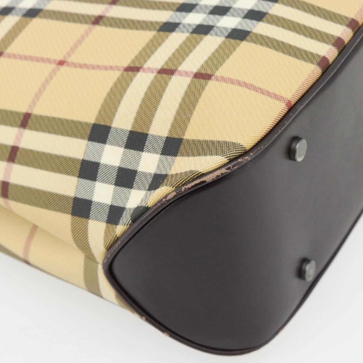 BURBERRY Nova Check Hand Bag PVC Beige Auth bs35282