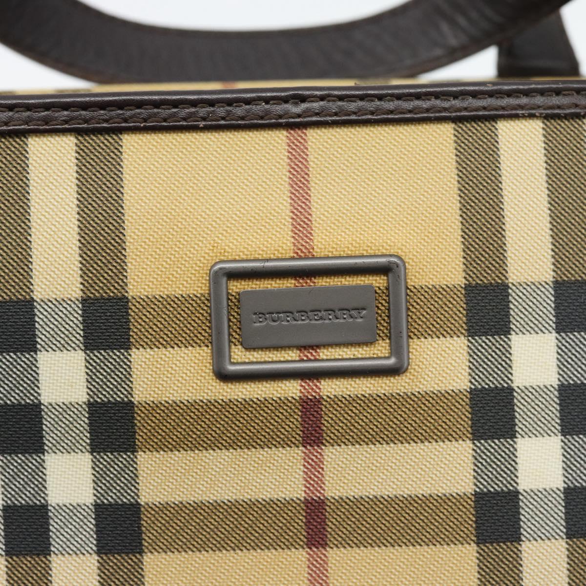 BURBERRY Nova Check Hand Bag PVC Beige Auth bs35282