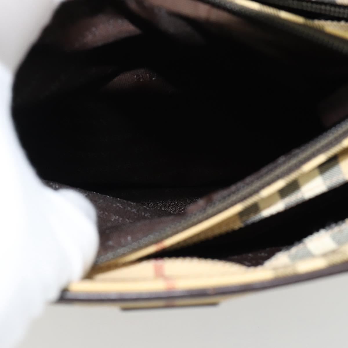 BURBERRY Nova Check Hand Bag PVC Beige Auth bs35282