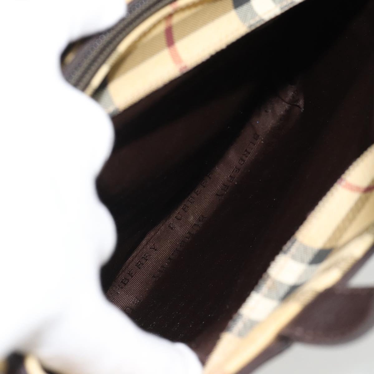 BURBERRY Nova Check Hand Bag PVC Beige Auth bs35282