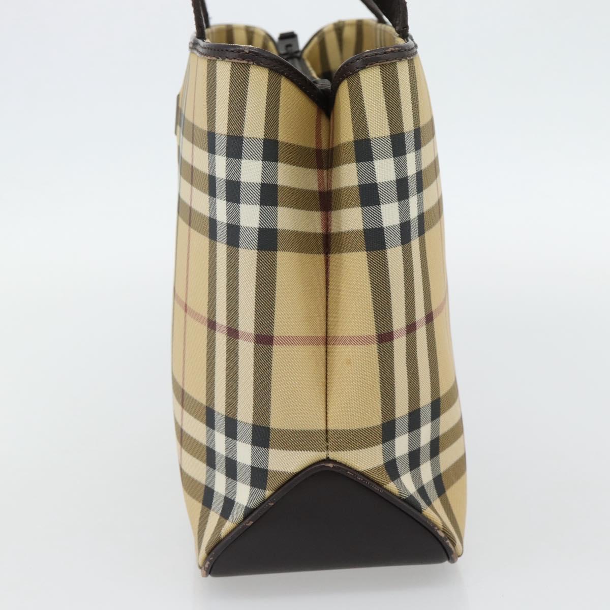 BURBERRY Nova Check Hand Bag PVC Beige Auth bs35282