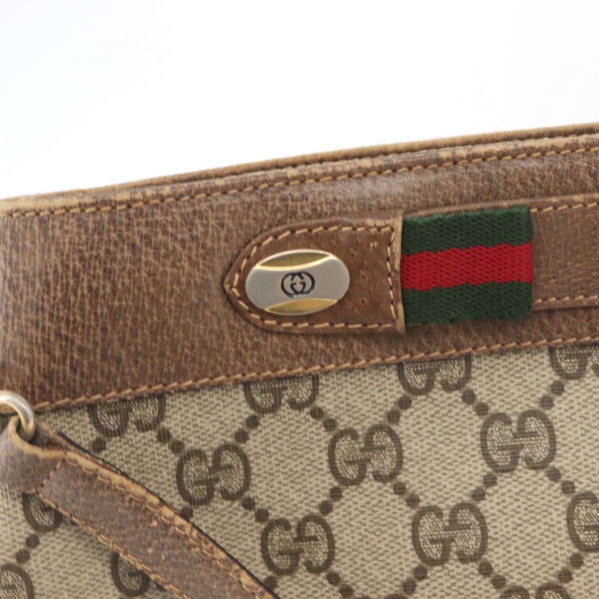GUCCI GG Supreme Web Sherry Line Bag PVC Beige Gold 904 02 035 Auth bs35284