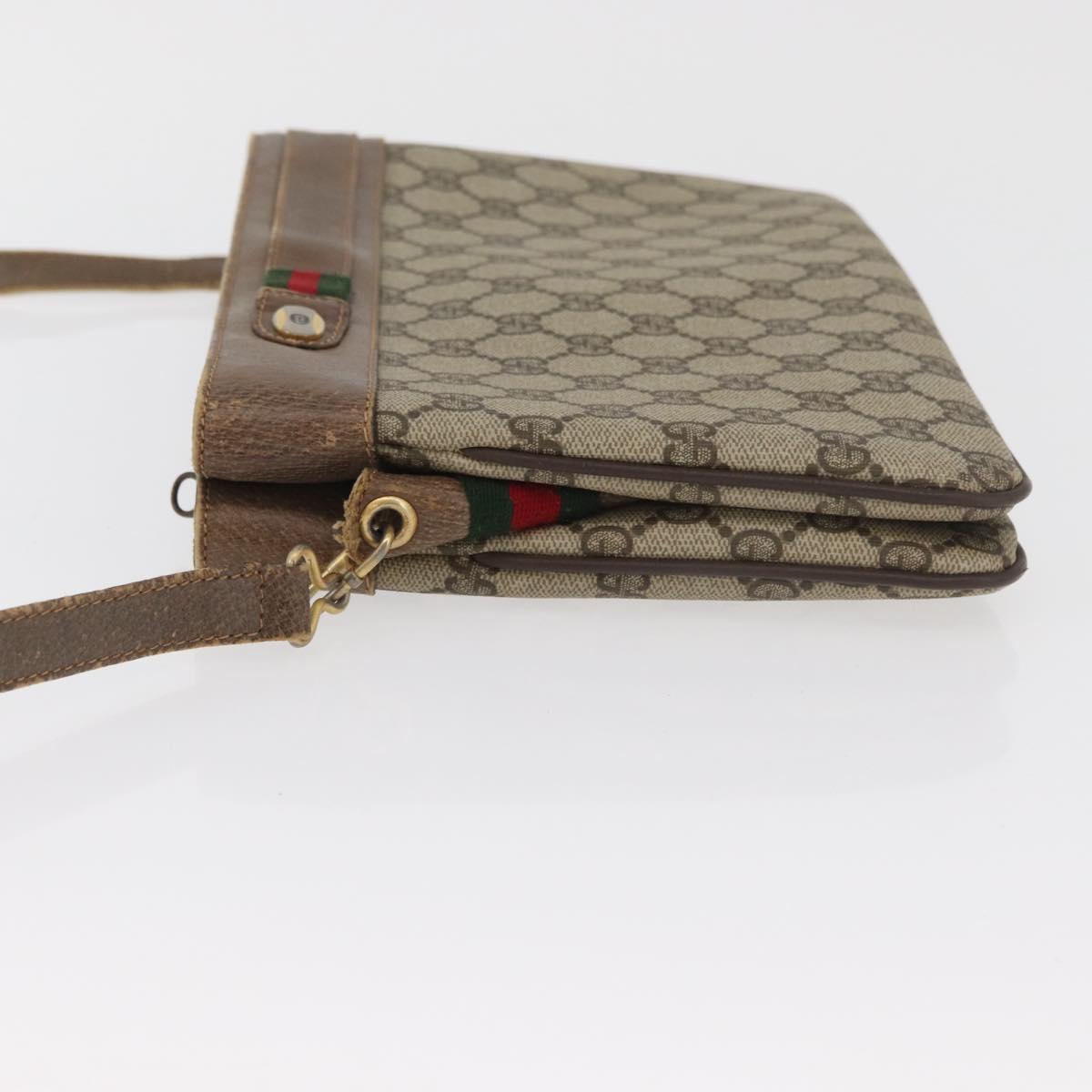 GUCCI GG Supreme Web Sherry Line Bag PVC Beige Gold 904 02 035 Auth bs35284