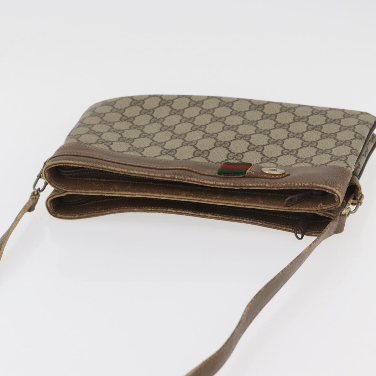 GUCCI GG Supreme Web Sherry Line Bag PVC Beige Gold 904 02 035 Auth bs35284