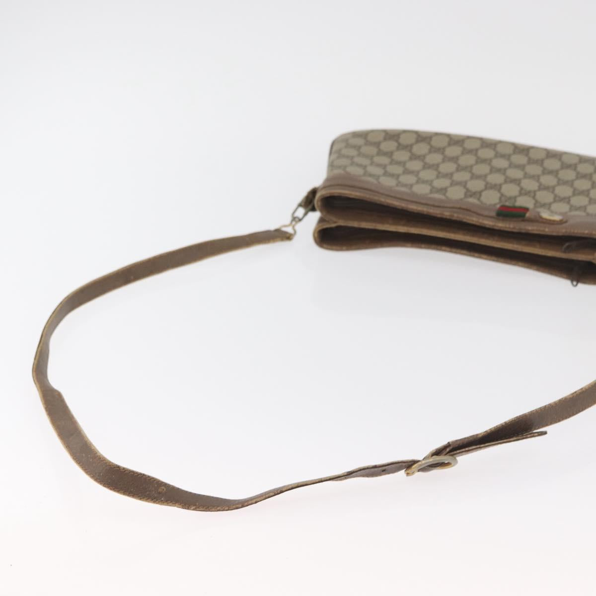 GUCCI GG Supreme Web Sherry Line Bag PVC Beige Gold 904 02 035 Auth bs35284