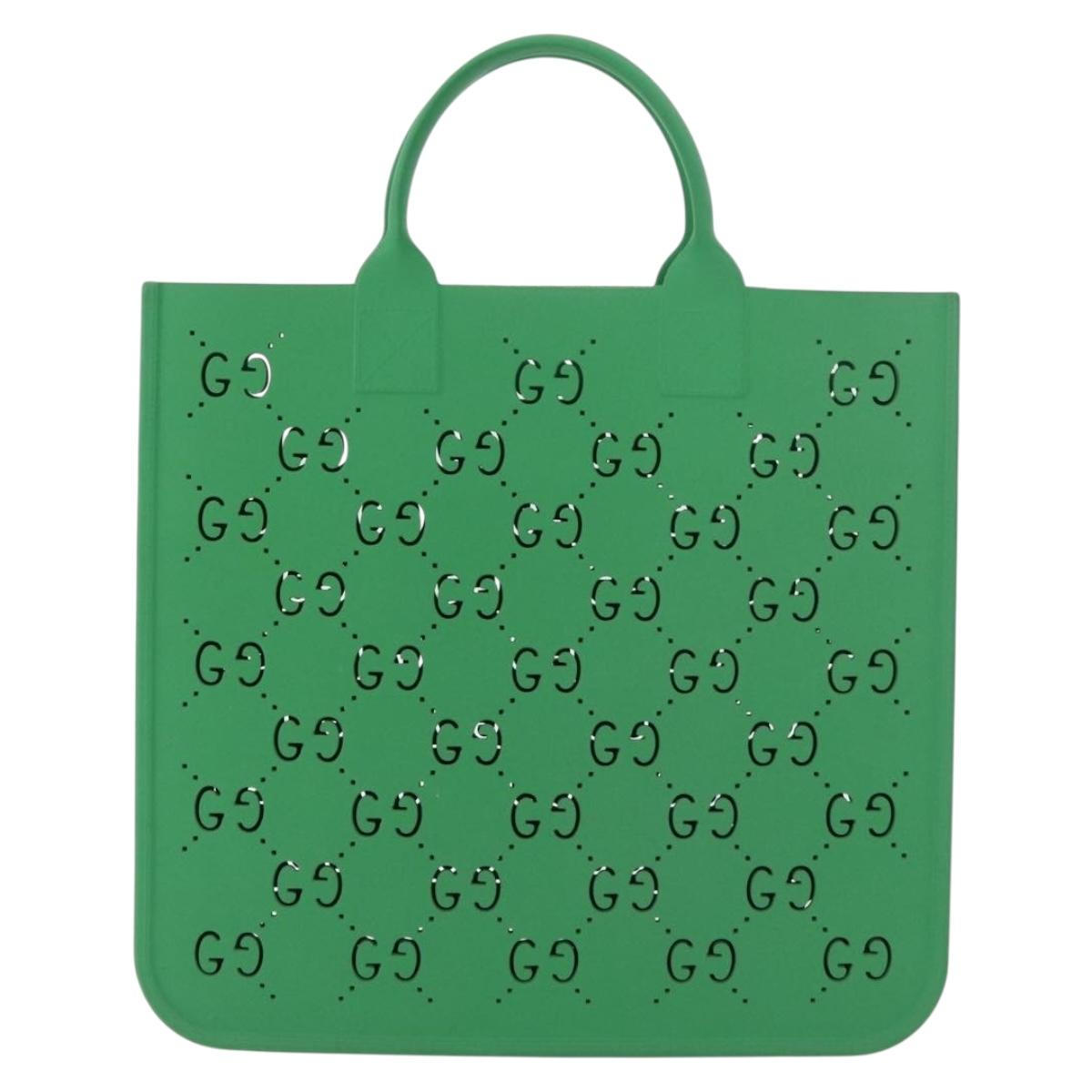 GUCCI GG Children's Tote Bag Rubber Green 679365 Auth bs35286A
