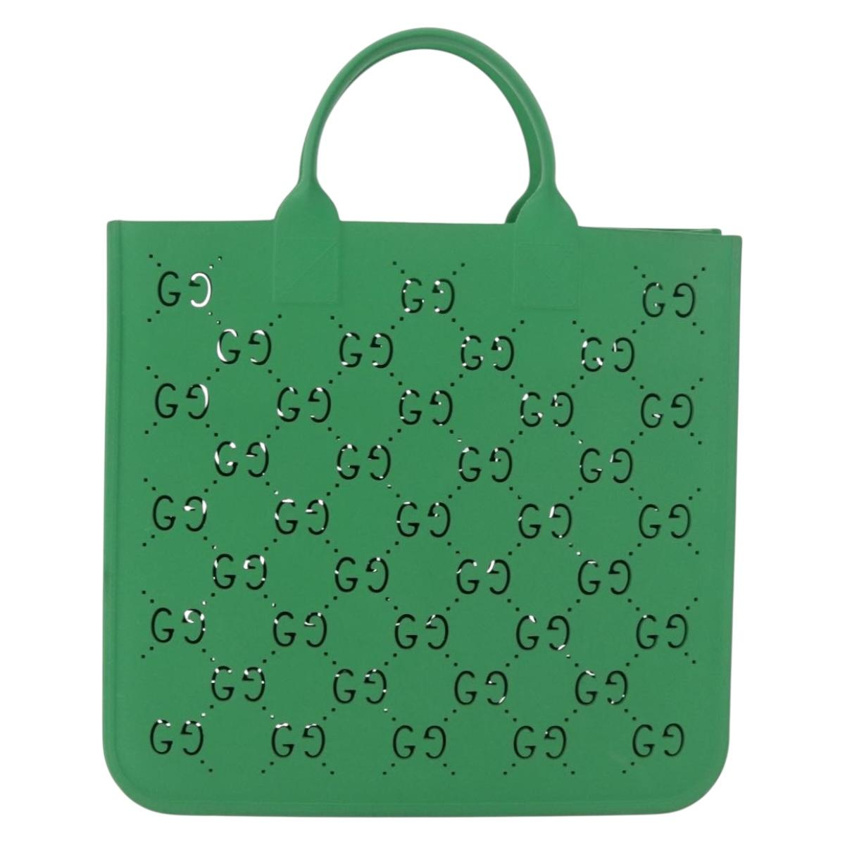 GUCCI GG Children's Tote Bag Rubber Green 679365 Auth bs35286A
