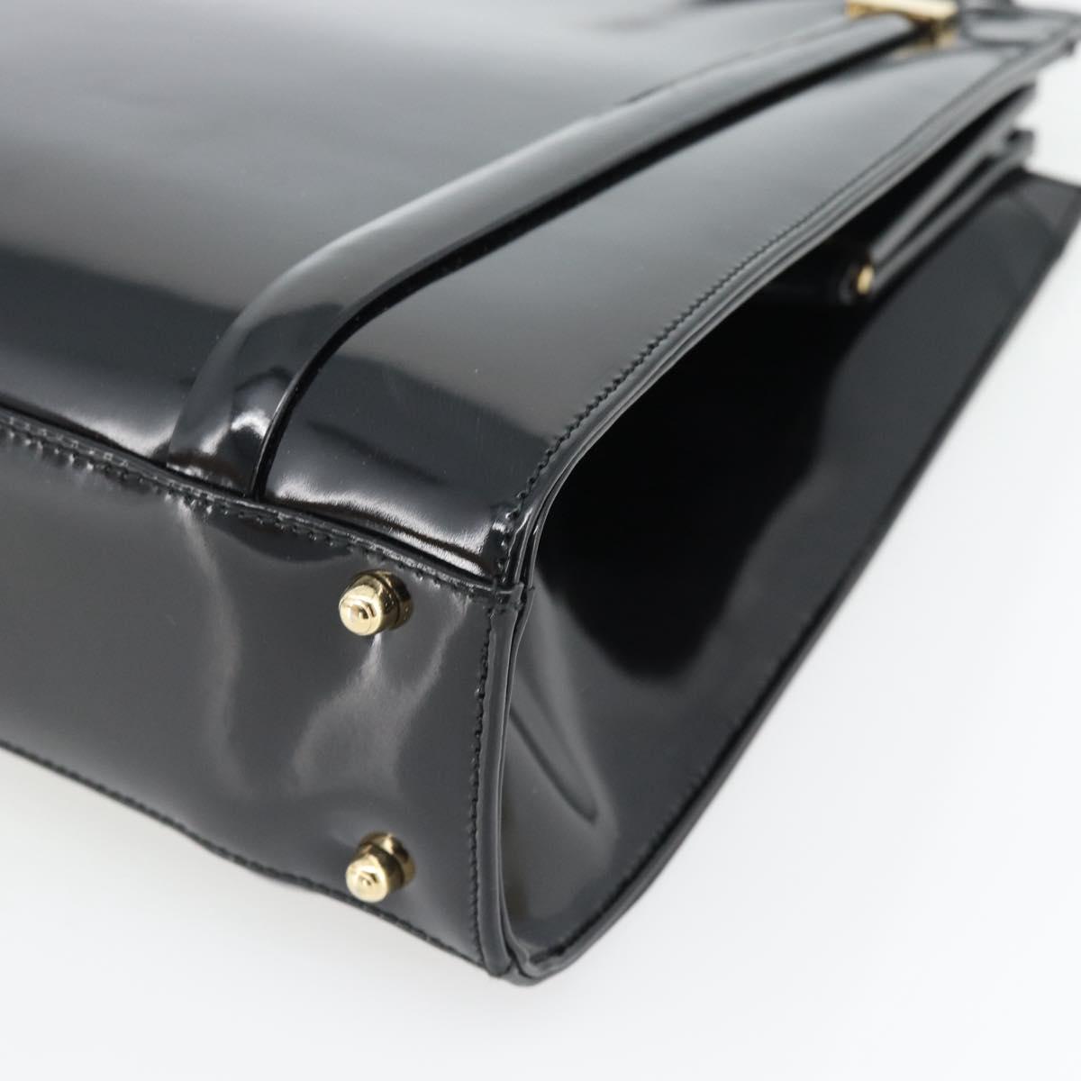 GUCCI Tote Bag Patent leather Black Gold 001 781 1735 Auth bs35287