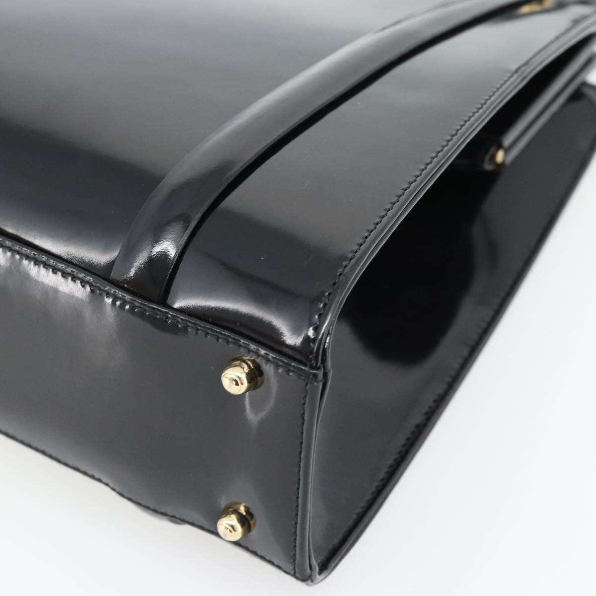 GUCCI Tote Bag Patent leather Black Gold 001 781 1735 Auth bs35287