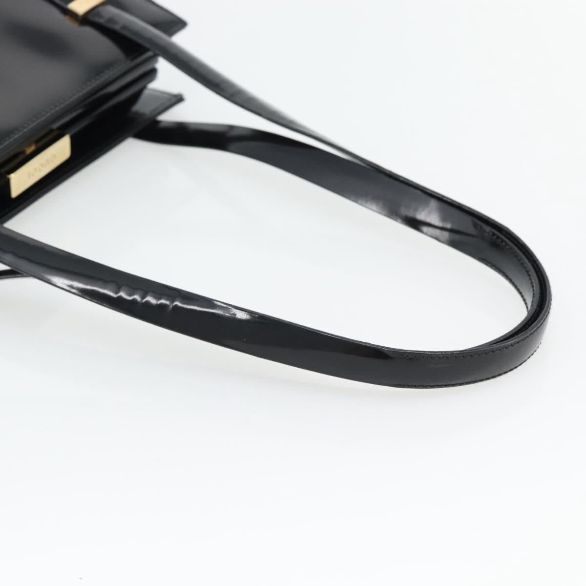 GUCCI Tote Bag Patent leather Black Gold 001 781 1735 Auth bs35287