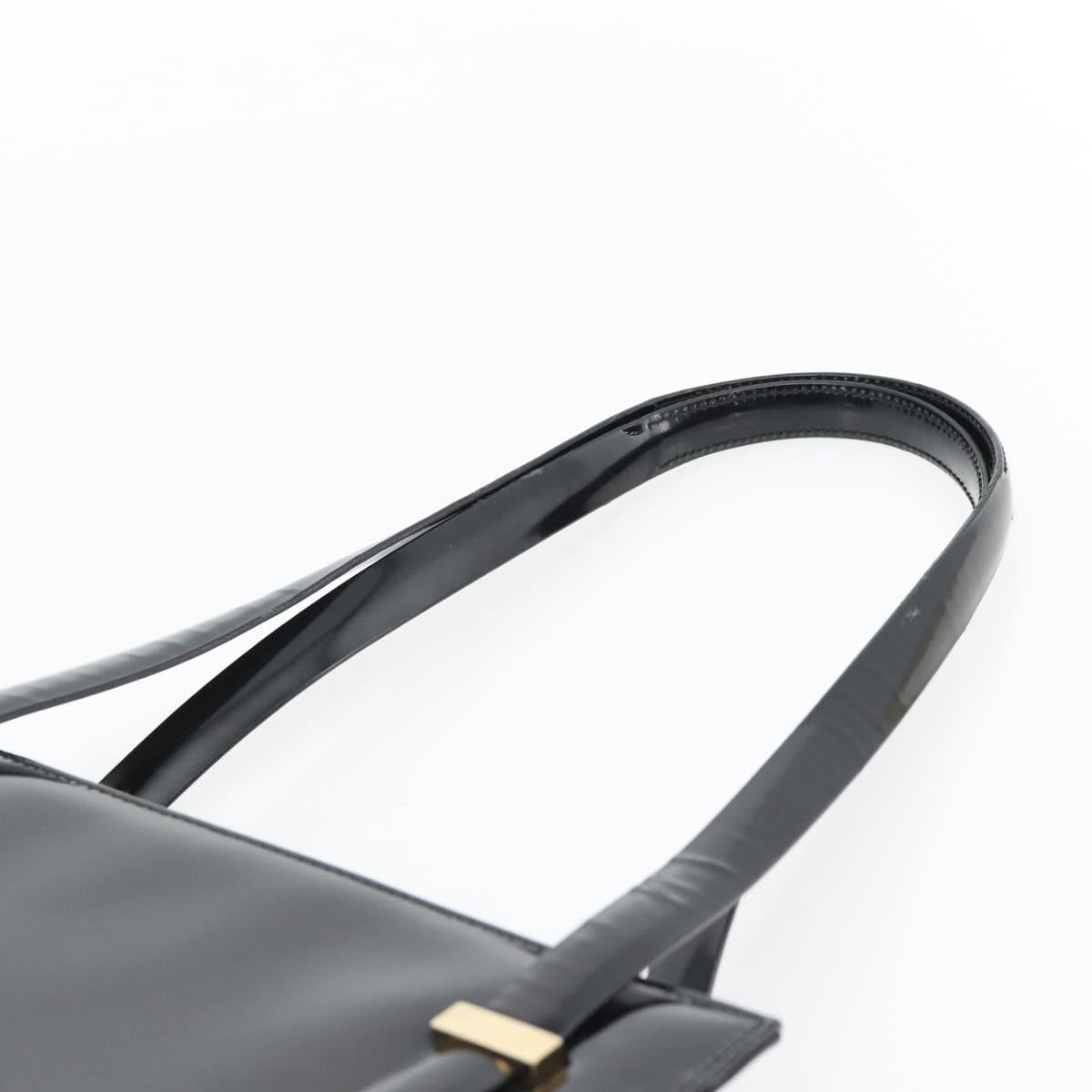 GUCCI Tote Bag Patent leather Black Gold 001 781 1735 Auth bs35287