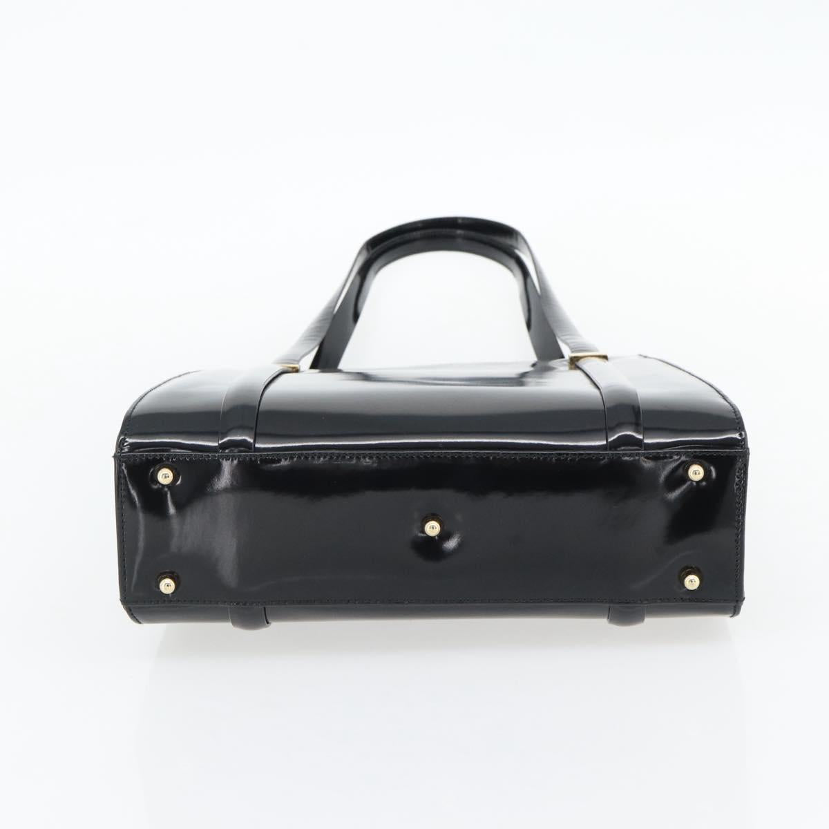 GUCCI Tote Bag Patent leather Black Gold 001 781 1735 Auth bs35287