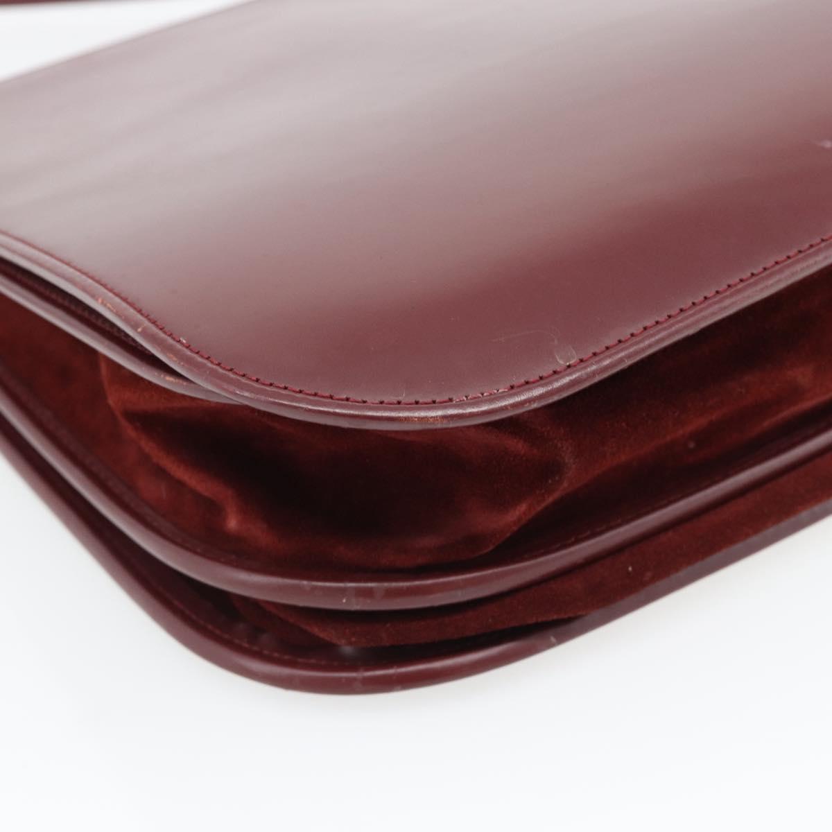CARTIER Must Line Shoulder Bag Leather Bordeaux Gold Auth bs35291