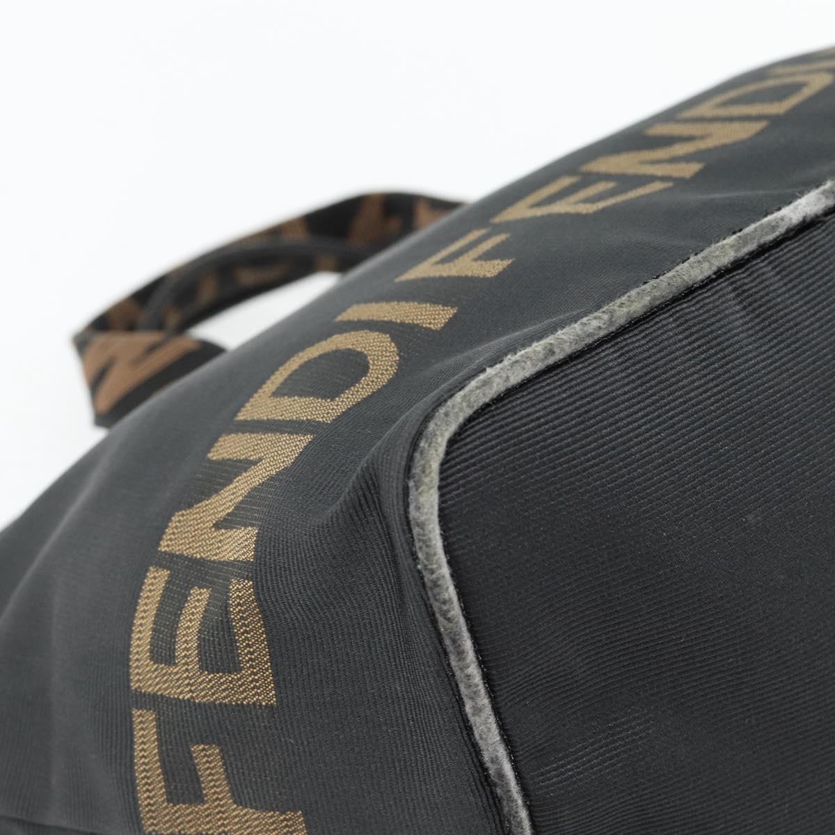 FENDI Hand Bag Nylon Black Silver Auth bs35293