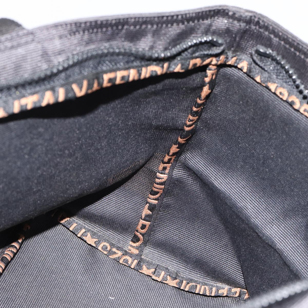 FENDI Hand Bag Nylon Black Silver Auth bs35293