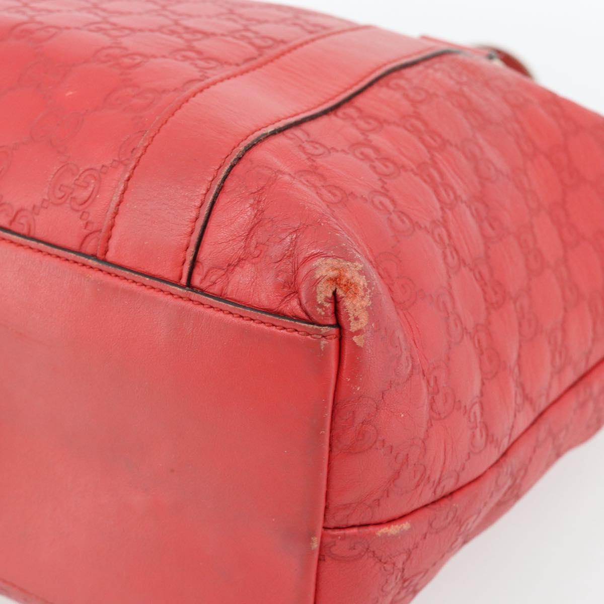GUCCI GG Canvas Guccissima bamboo Hand Bag Leather Red Gold 339548 Auth bs35296