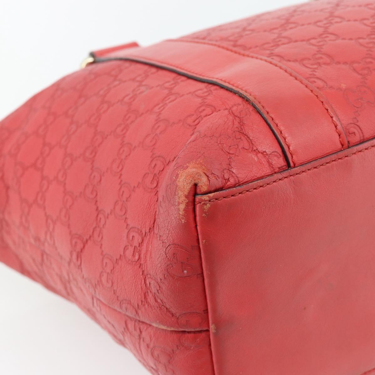 GUCCI GG Canvas Guccissima bamboo Hand Bag Leather Red Gold 339548 Auth bs35296