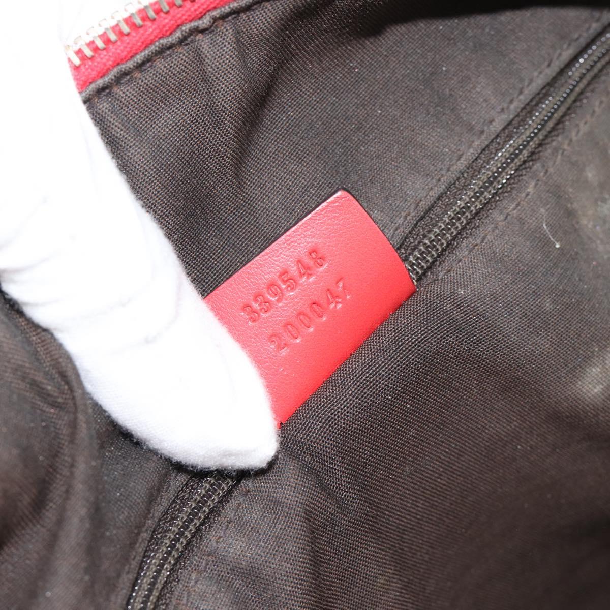 GUCCI GG Canvas Guccissima bamboo Hand Bag Leather Red Gold 339548 Auth bs35296