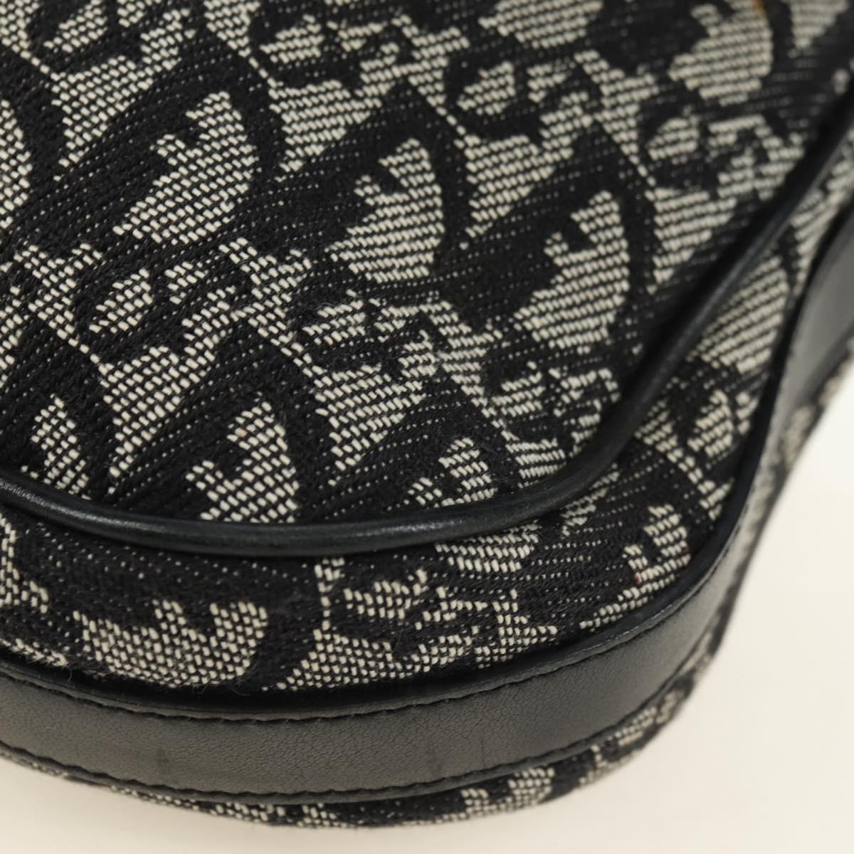 Christian Dior Trotter Canvas Shoulder Bag Black Silver Auth bs35297SAV