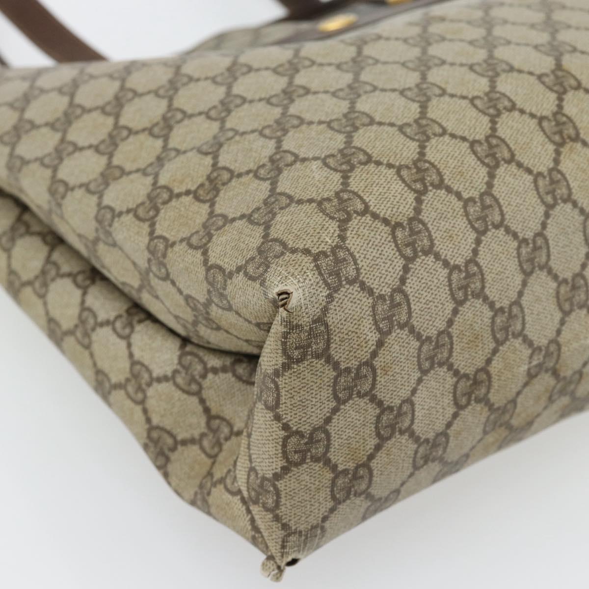 GUCCI GG Supreme Web Sherry Line Tote Bag PVC Beige Red 39 02 091 Auth bs35298