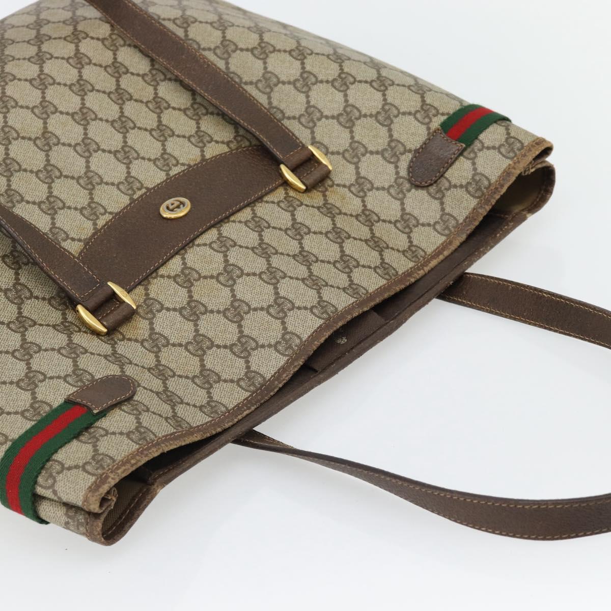 GUCCI GG Supreme Web Sherry Line Tote Bag PVC Beige Red 39 02 091 Auth bs35298