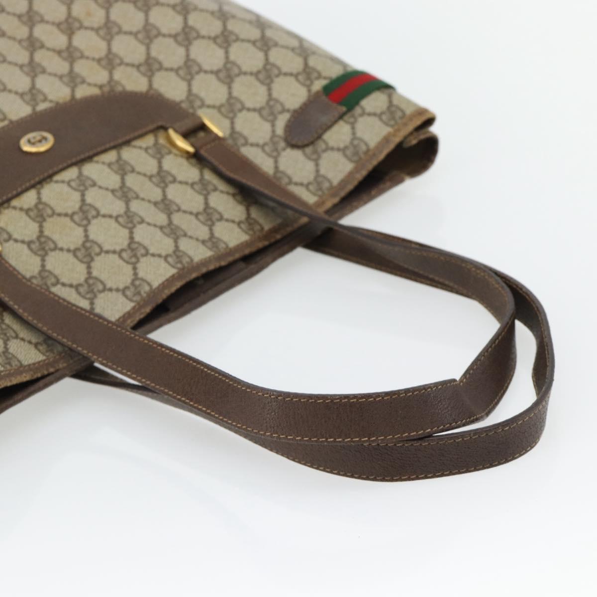 GUCCI GG Supreme Web Sherry Line Tote Bag PVC Beige Red 39 02 091 Auth bs35298