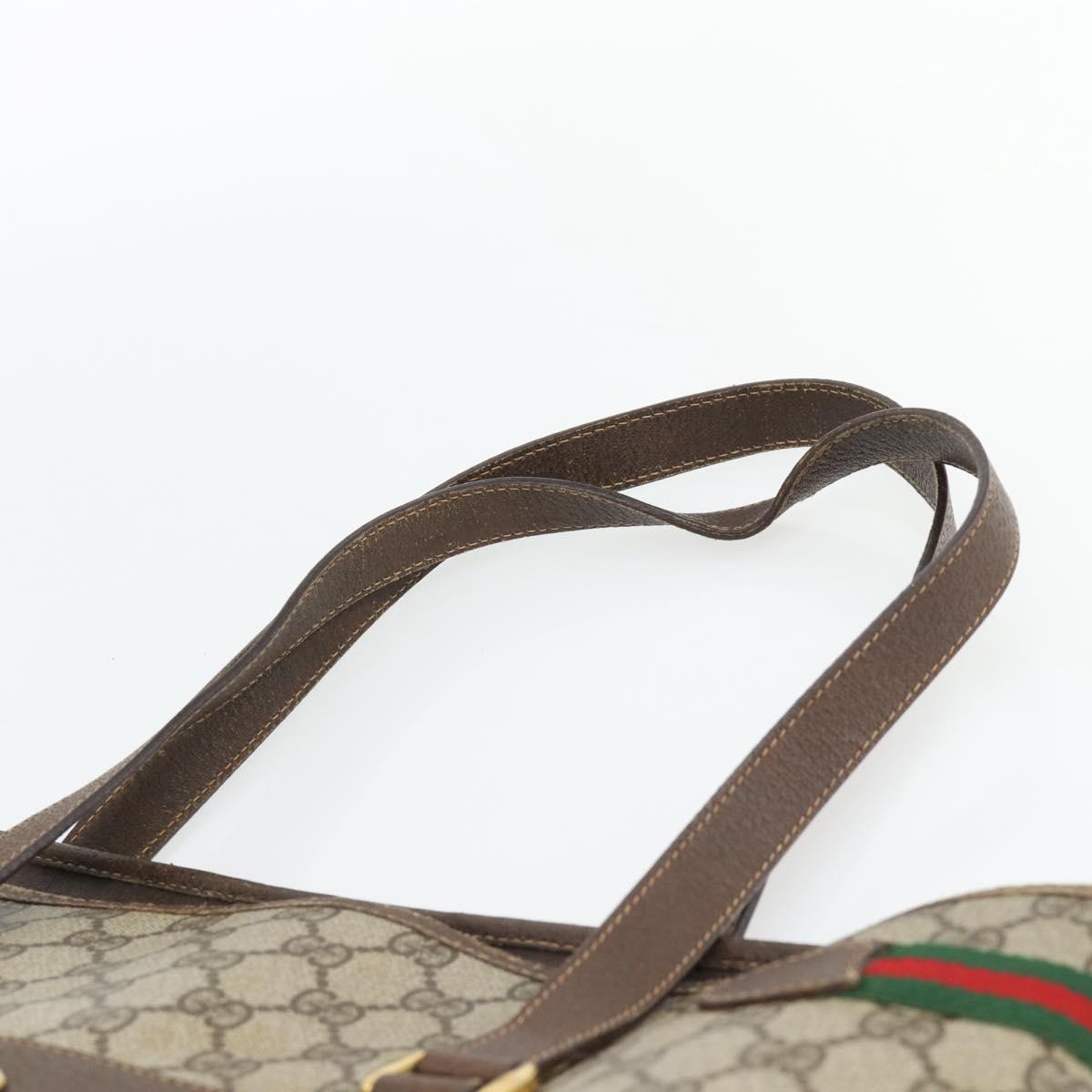 GUCCI GG Supreme Web Sherry Line Tote Bag PVC Beige Red 39 02 091 Auth bs35298