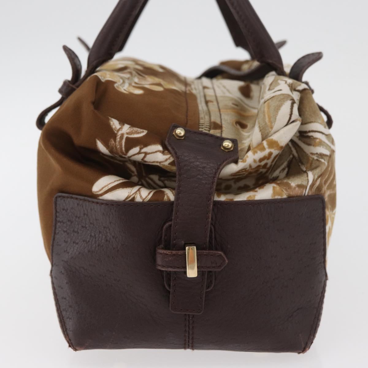 Salvatore Ferragamo Hand Bag Satin Brown Gold Auth bs35300