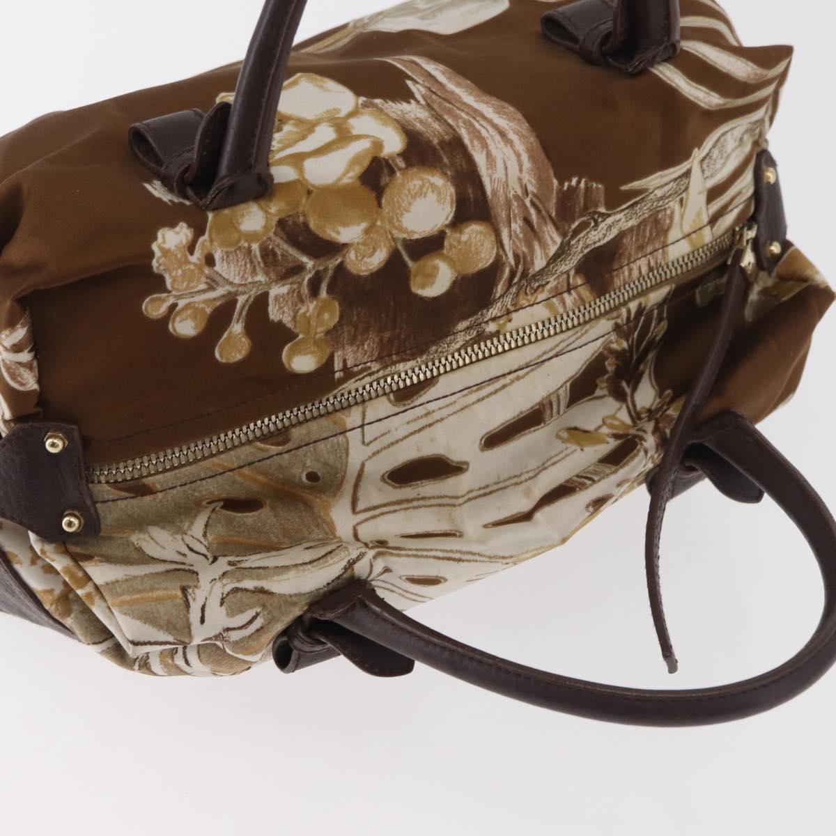 Salvatore Ferragamo Hand Bag Satin Brown Gold Auth bs35300