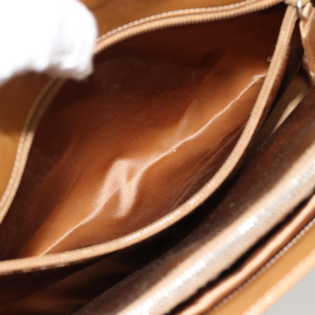 PRADA Tote Bag Leather Beige Silver Auth bs35304