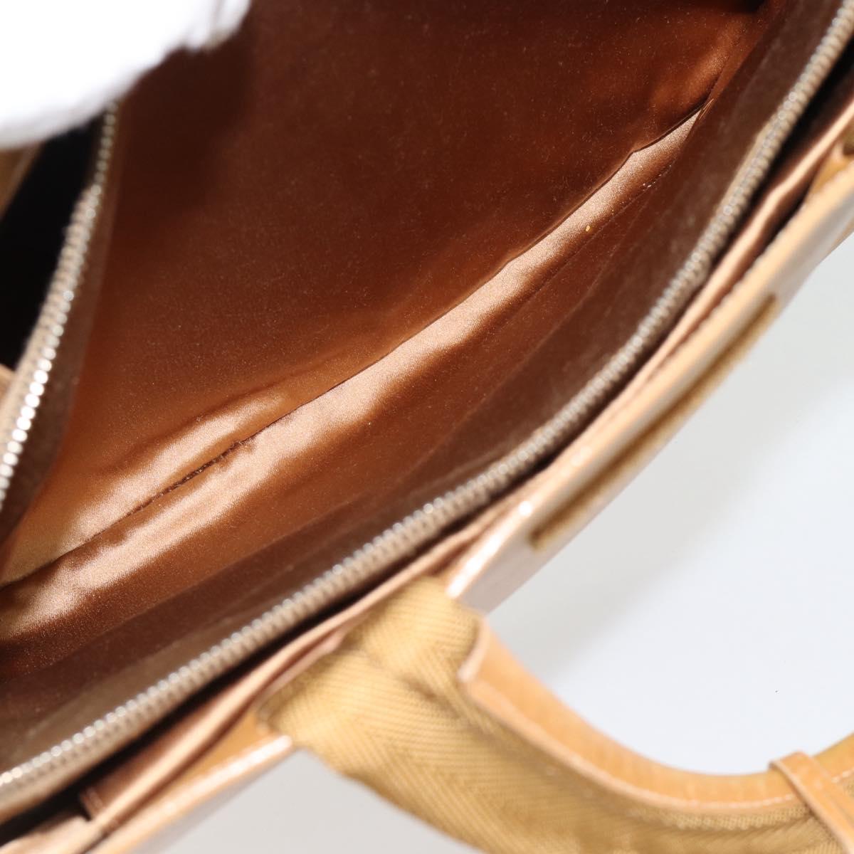 PRADA Tote Bag Leather Beige Silver Auth bs35304