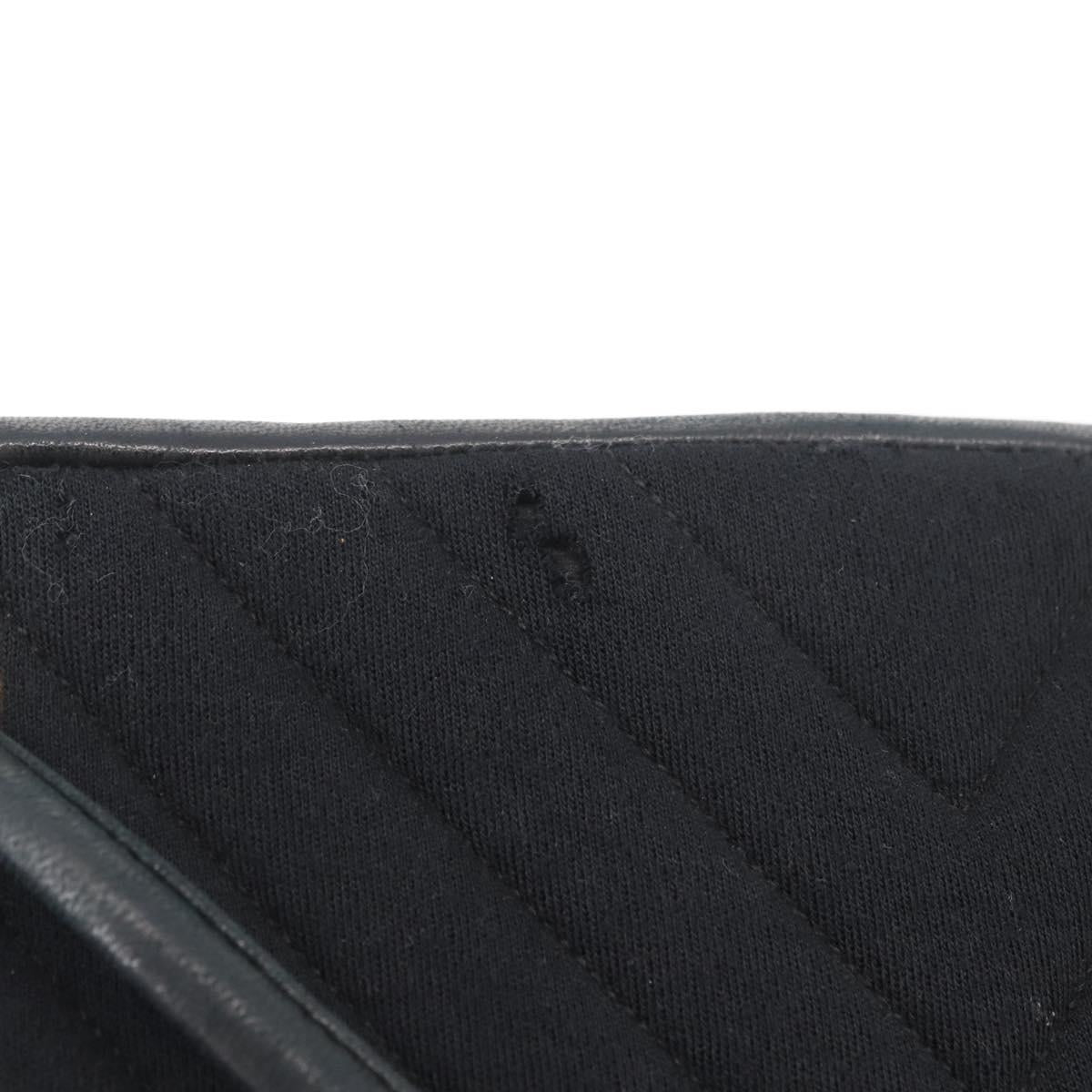 CHANEL V Stitch Shoulder Bag Cotton Black Gold CC Auth bs35307