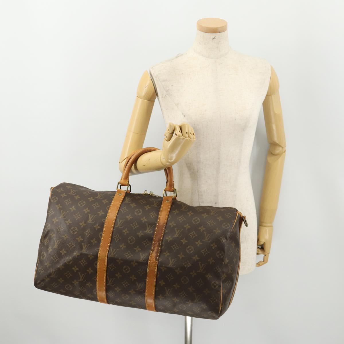 LOUIS VUITTON Monogram Keepall Bandouliere 50 Boston Bag M41416 LV Auth bs35315