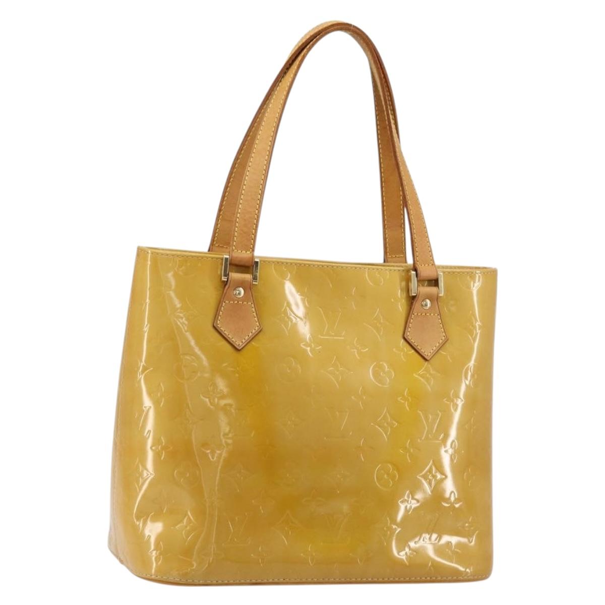 LOUIS VUITTON Monogram Vernis Houston Hand Bag Beige M91004 LV Auth bs35321