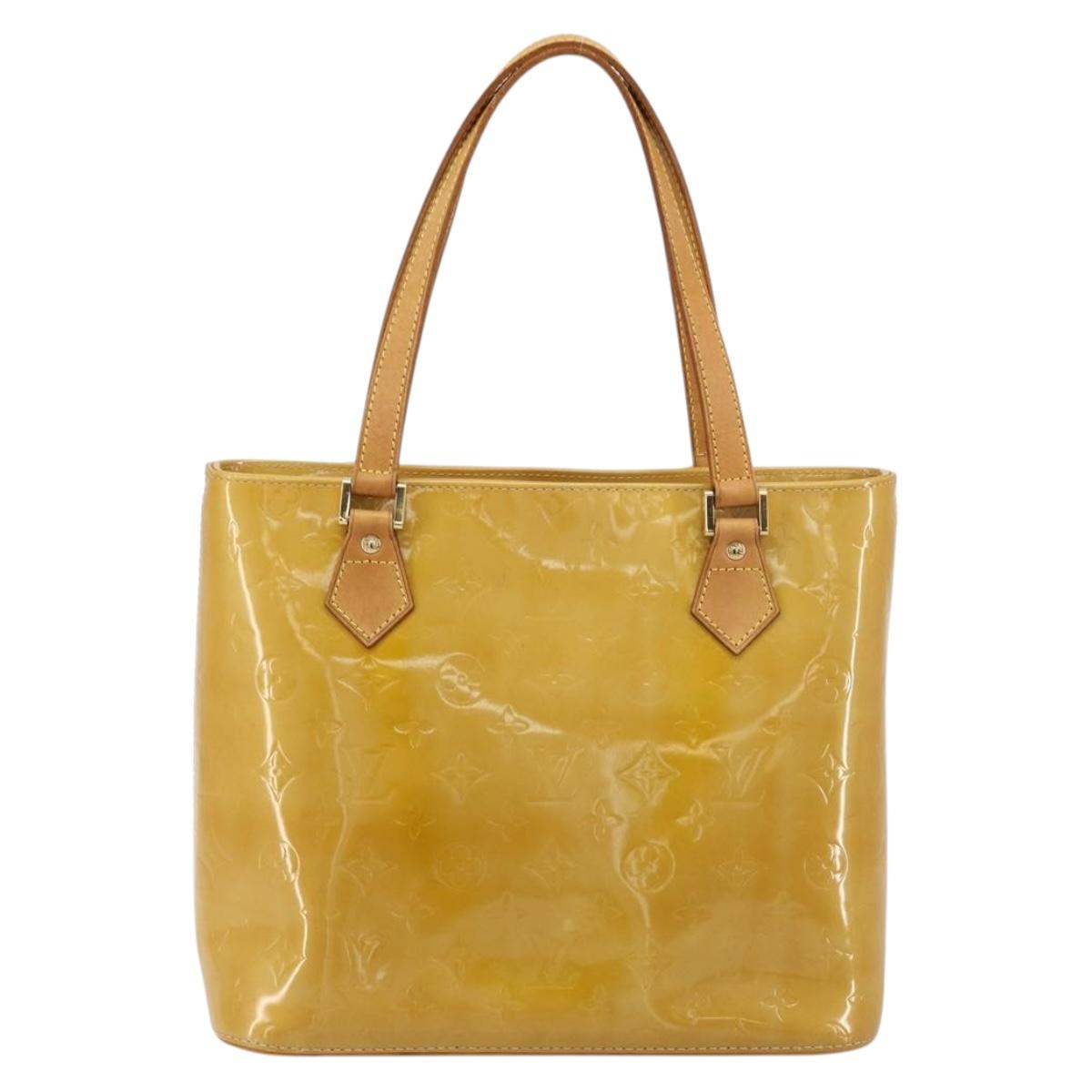 LOUIS VUITTON Monogram Vernis Houston Hand Bag Beige M91004 LV Auth bs35321