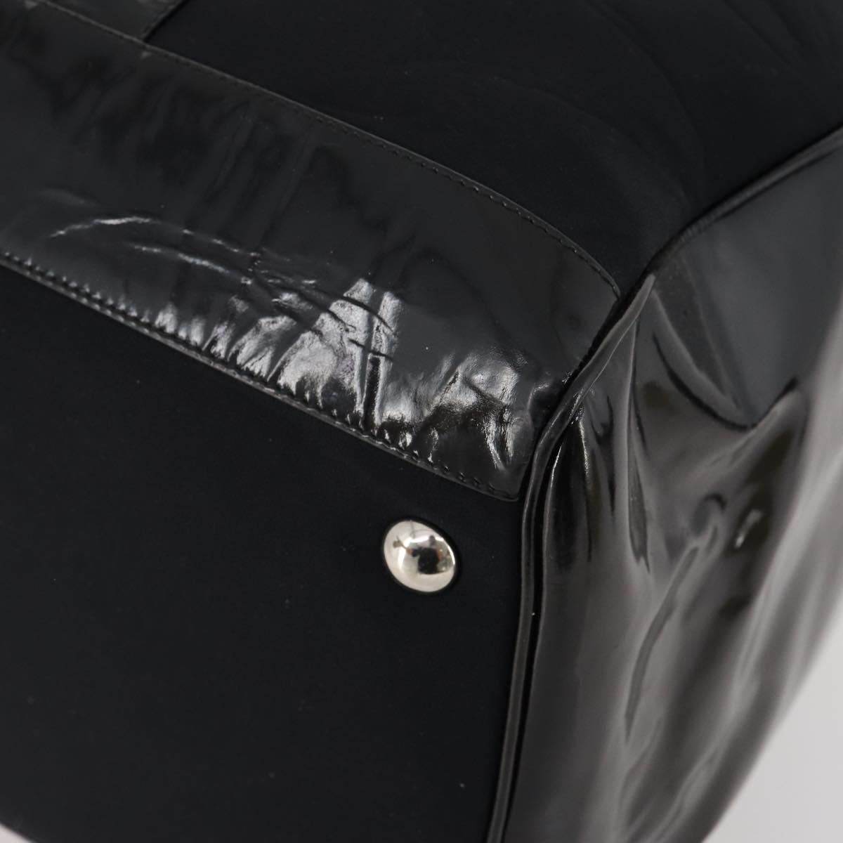GUCCI Bamboo Boston Bag Nylon Black Silver Auth bs35335